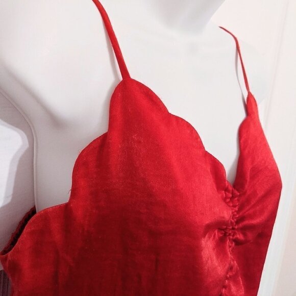 NEW MONTEAU Los Angeles red scallop dress size L @Z - Picture 2 of 12